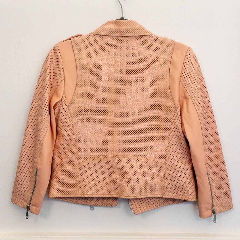 Rebecca Minkoff Blush Pink Perforated Lambskin Moto Jacket – 100% Leather XS - Picture 3 of 6